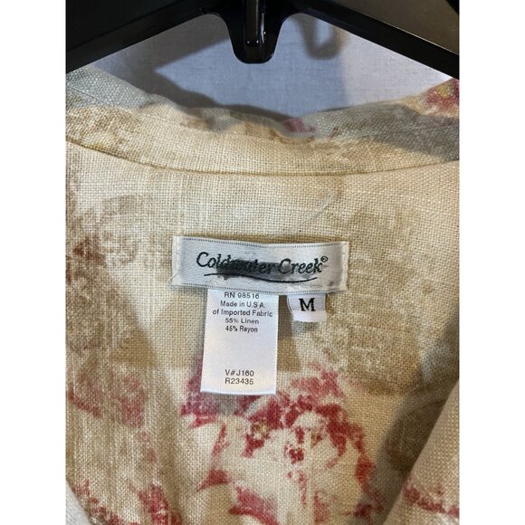 Coldwater Creek Women's Medium Ivory Floral Blazer Linen & Rayon - Picture 2 of 8